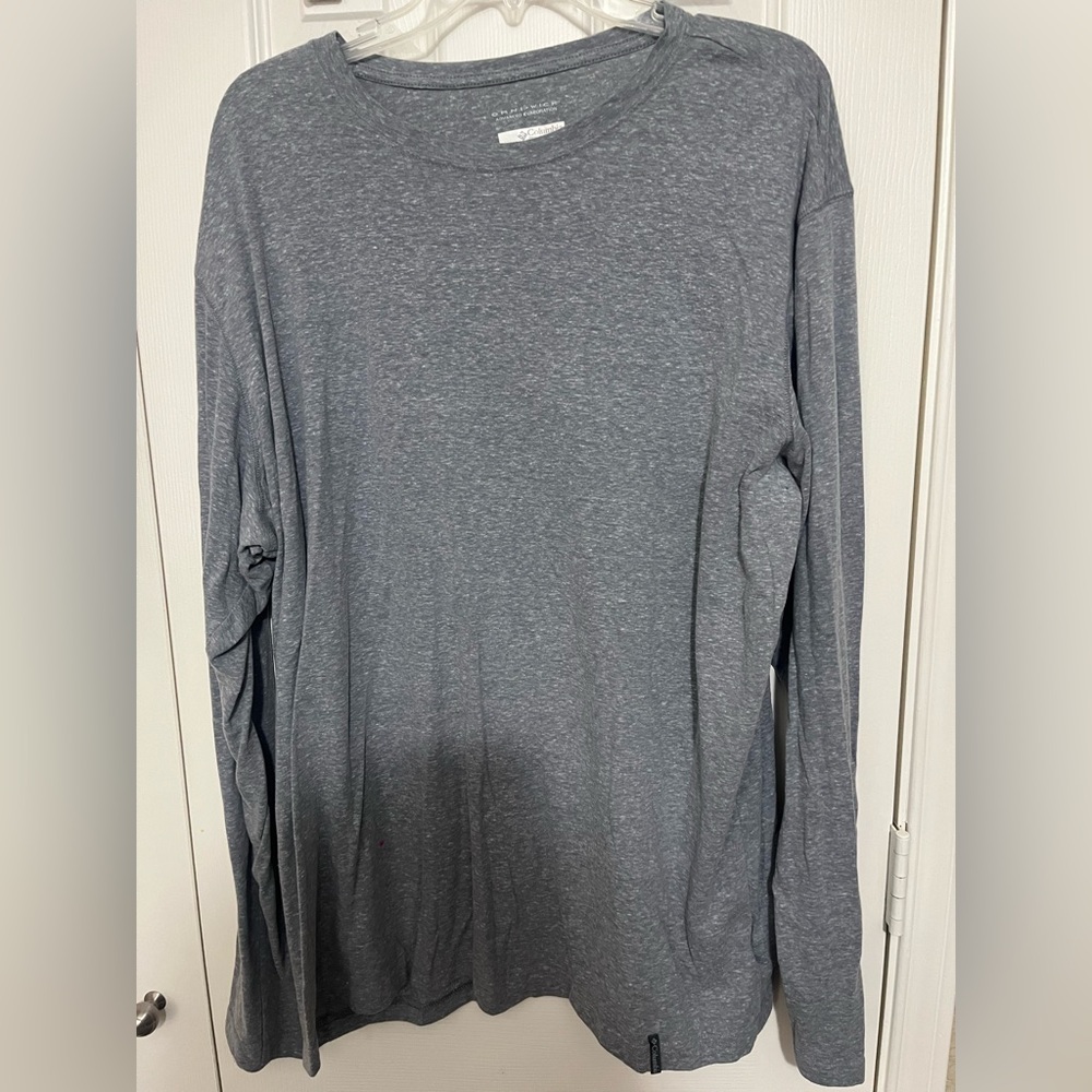 Men's Columbia Omni Wick Heather Blue Long Sleeve Shirt